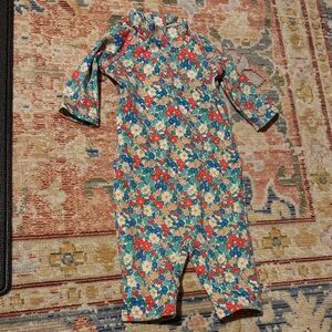 Baby Boden Floral Cotton swim romper in Pink, Blue & Green
